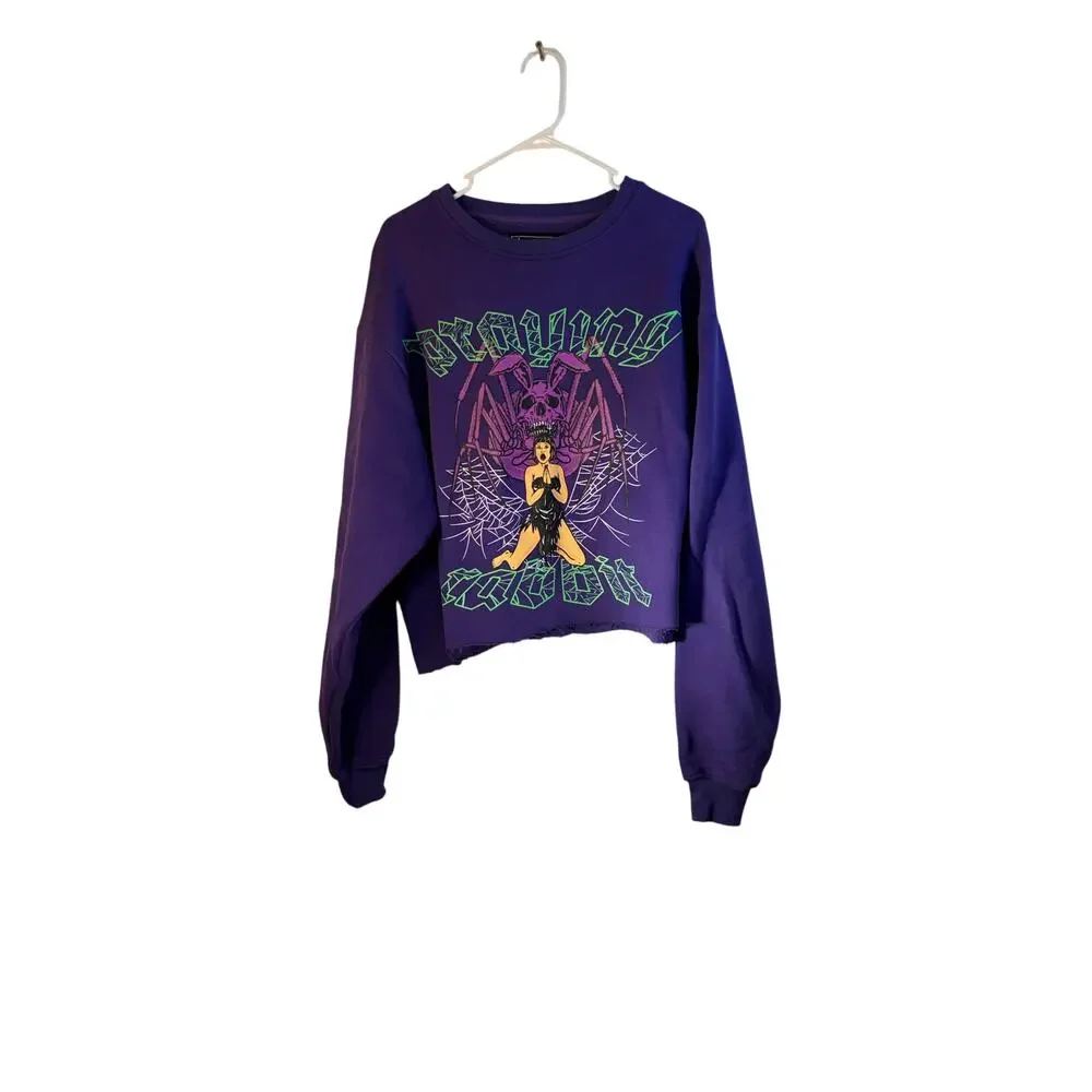 praying rabbit sweatshirt mens size large cropped or womens oversized - Picture 2 of 8